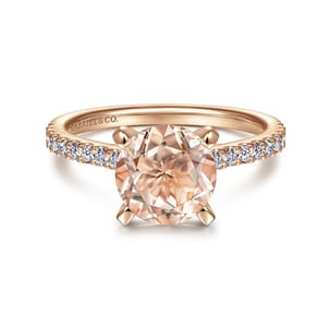 Shanna - 14K Rose Gold Round Morganite and Diamond Engagement Ring