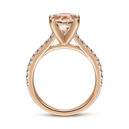 Shanna - 14K Rose Gold Round Morganite and Diamond Engagement Ring