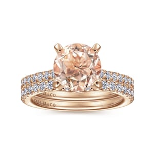 Shanna - 14K Rose Gold Round Morganite and Diamond Engagement Ring