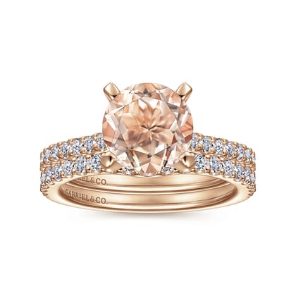 Shanna - 14K Rose Gold Round Morganite and Diamond Engagement Ring