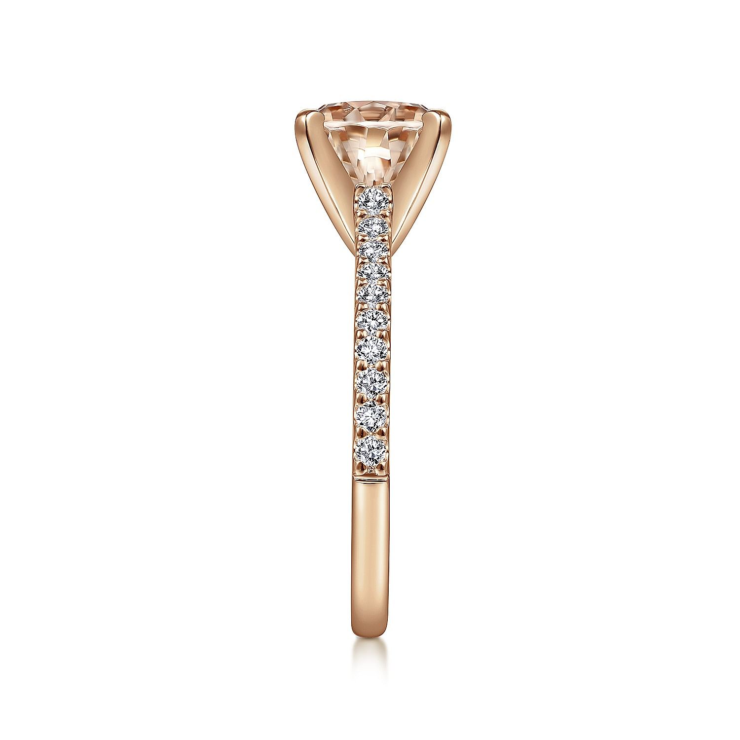 Shanna - 14K Rose Gold Round Morganite and Diamond Engagement Ring