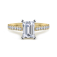 Shanna - 14K White-Yellow Gold Emerald Cut Diamond Engagement Ring