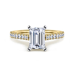 14K White-Yellow Gold Emerald Cut Diamond Engagement Ring