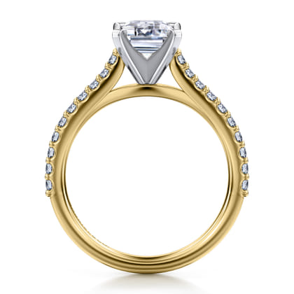 Shanna - 14K White-Yellow Gold Emerald Cut Diamond Engagement Ring