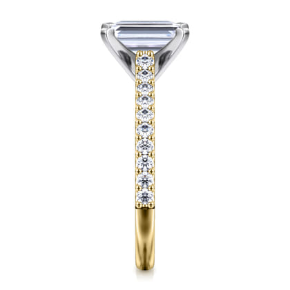 Shanna - 14K White-Yellow Gold Emerald Cut Diamond Engagement Ring