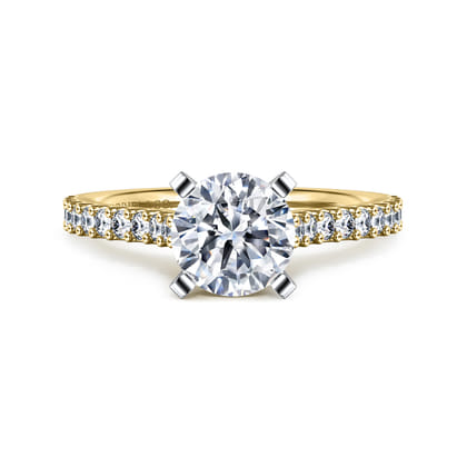 Shanna - 14K White-Yellow Gold Round Diamond Engagement Ring