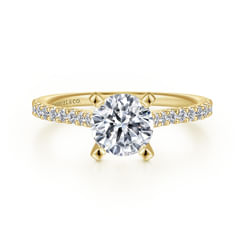 14K Yellow Gold Round Diamond Engagement Ring