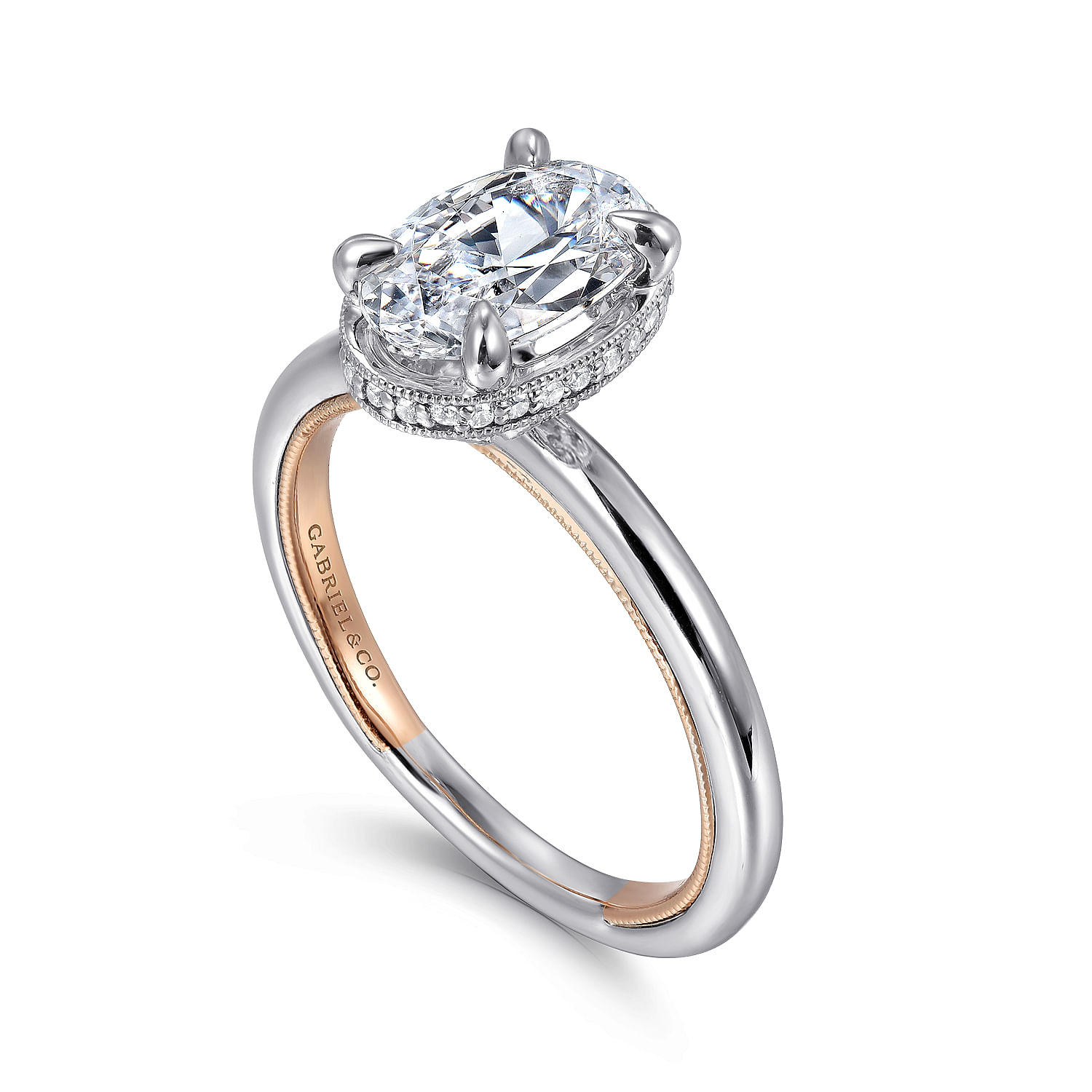 Sharie - 14K White-Rose Gold Oval Halo Diamond Engagement Ring