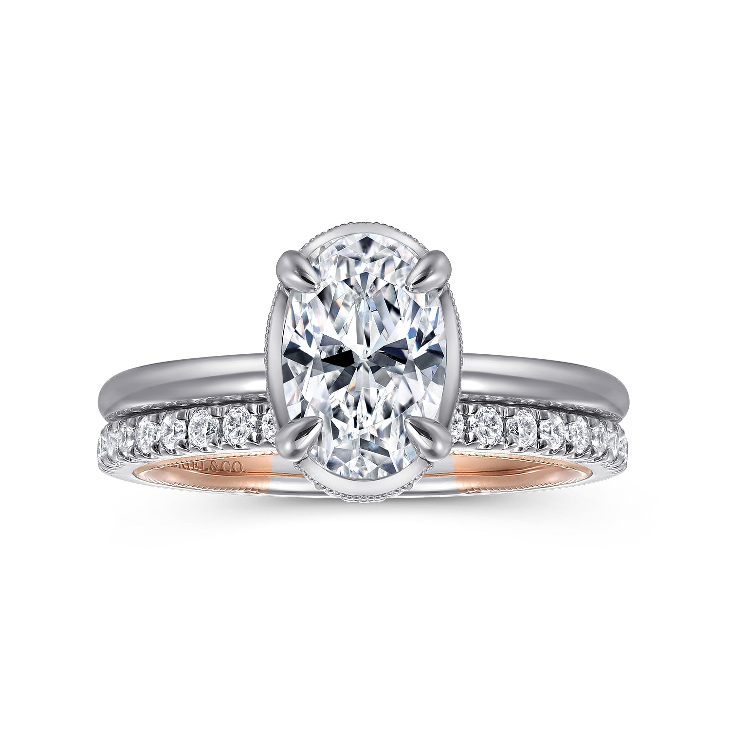 Sharie - 14K White-Rose Gold Oval Halo Diamond Engagement Ring