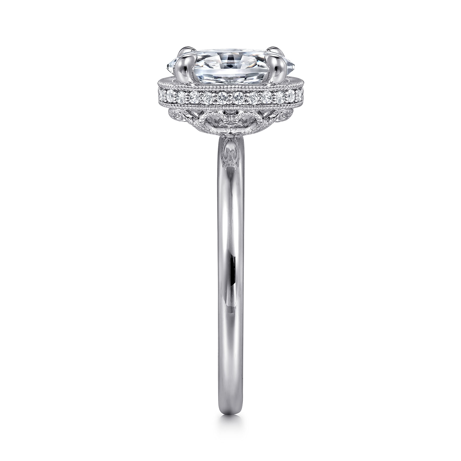 Sharie - 14K White-Rose Gold Oval Halo Diamond Engagement Ring