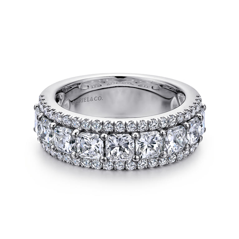 Fancy Wedding Ring in 14k White Gold with  Natural Diamond at Gabriel & Co. - Shot 1