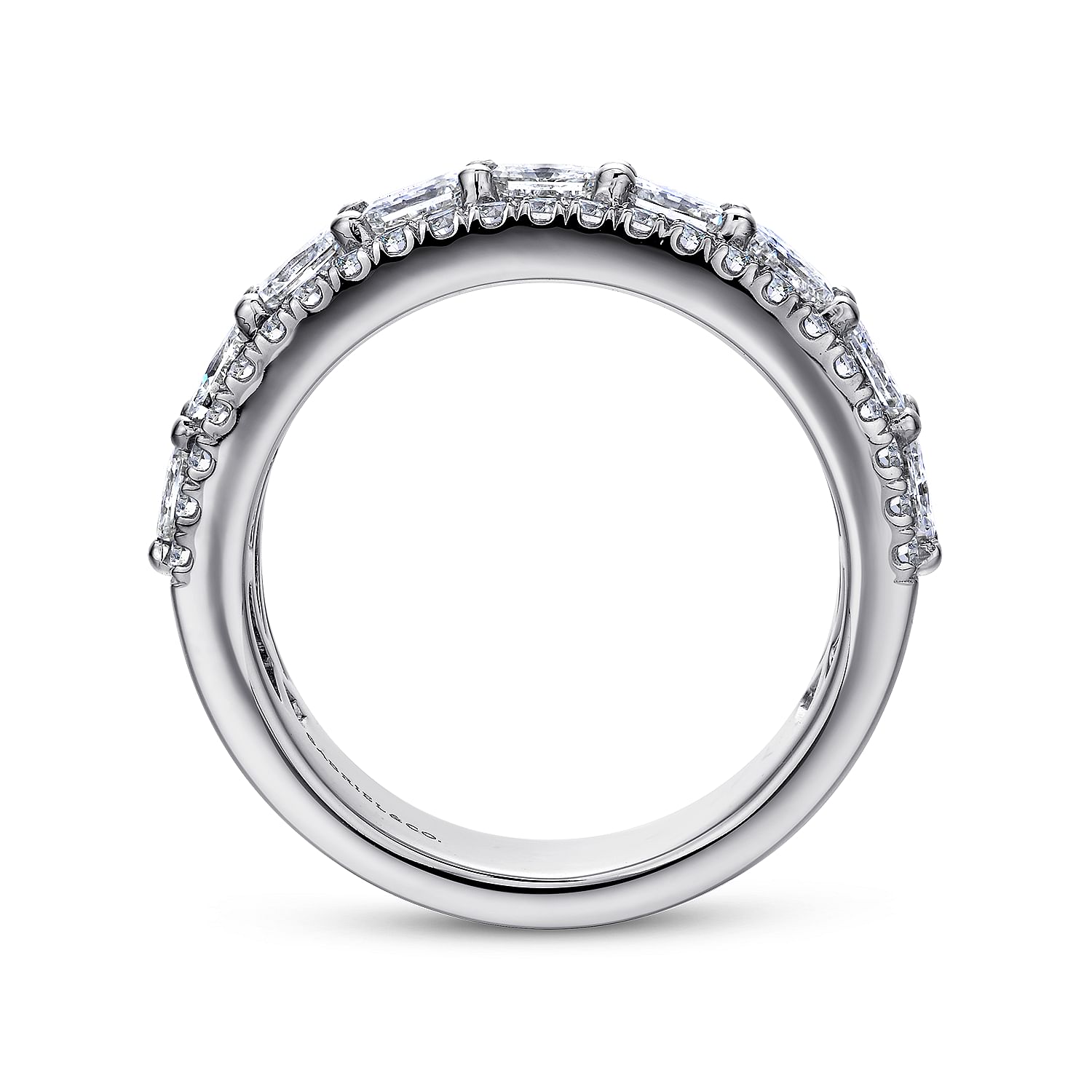 Wide 14K White Gold Radiant Cut and Round Diamond Wide 14K White Gold Radiant Cut and Round Diamond