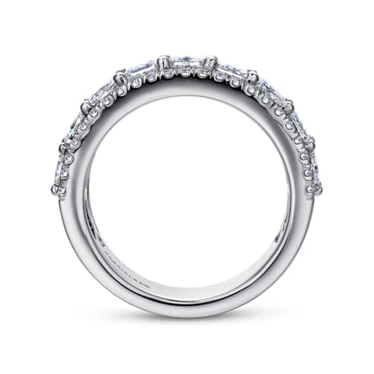Shaun - Wide 14K White Gold Radiant Cut and Round Diamond Anniversary Band