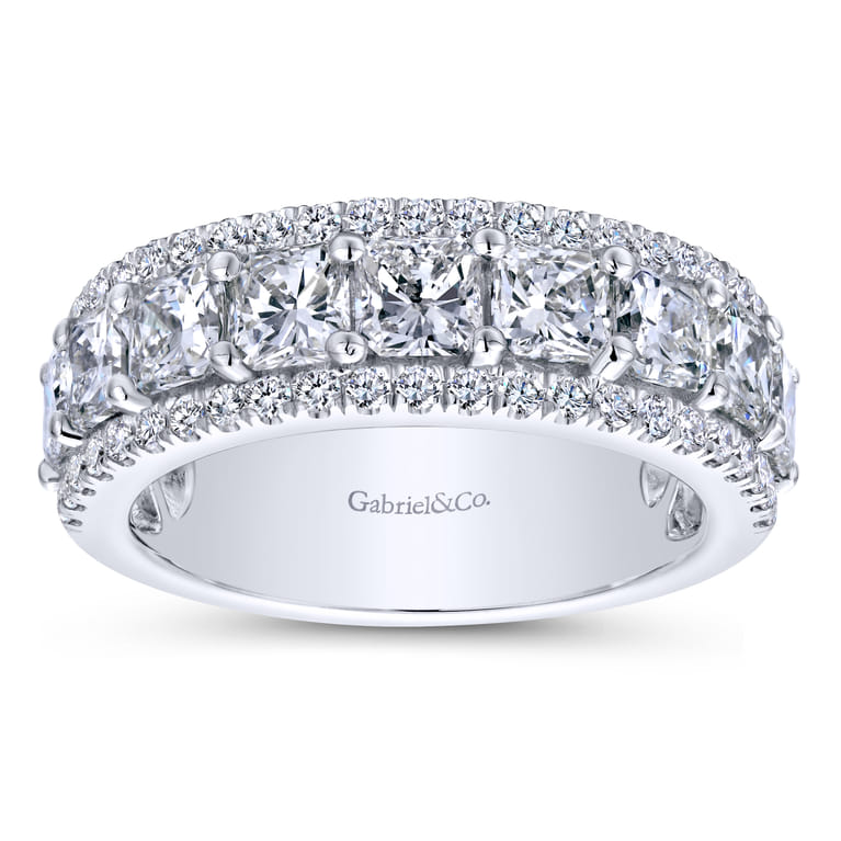 Fancy Wedding Ring in 14k White Gold with  Natural Diamond at Gabriel & Co. - Shot 5