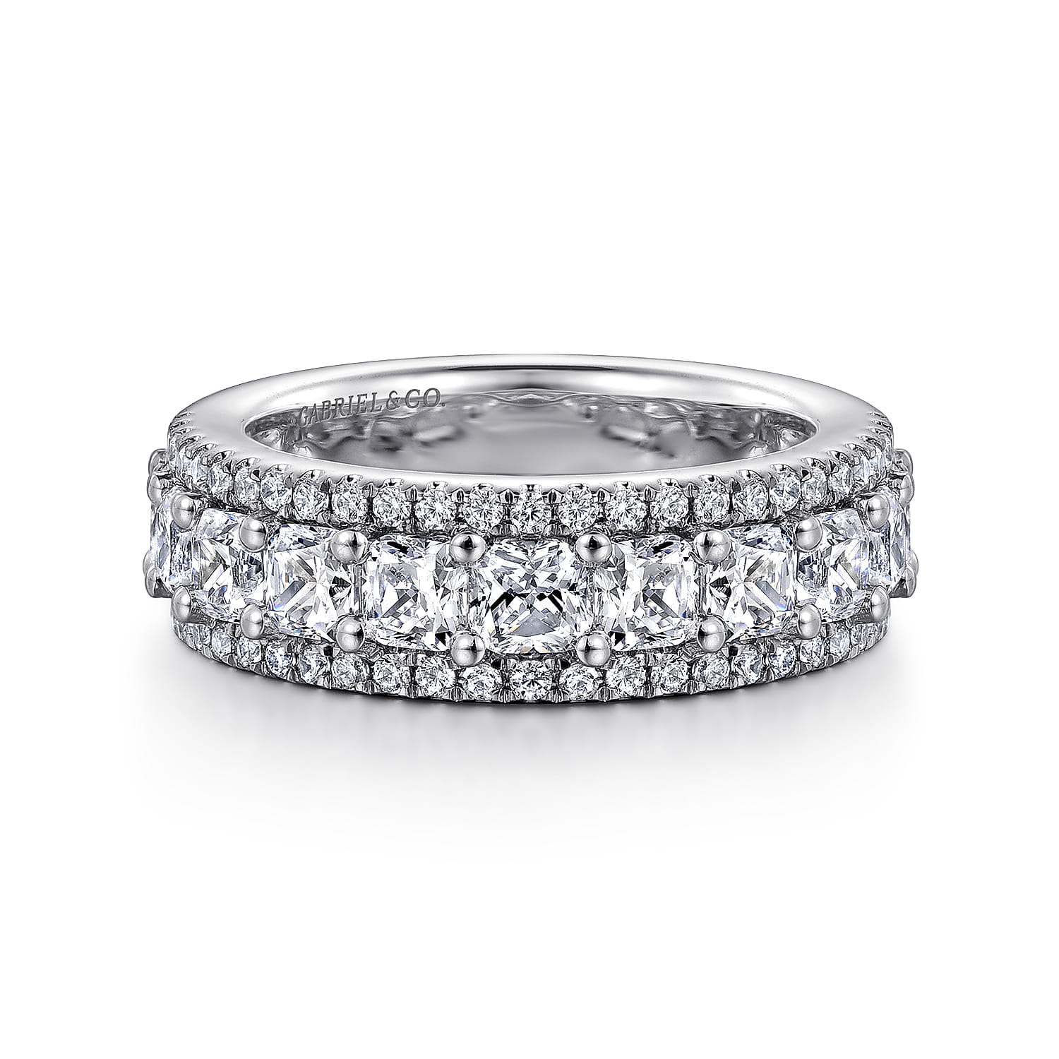 Fancy Wedding Ring in 14k White Gold with  Natural Diamond at Gabriel & Co. - Shot 1