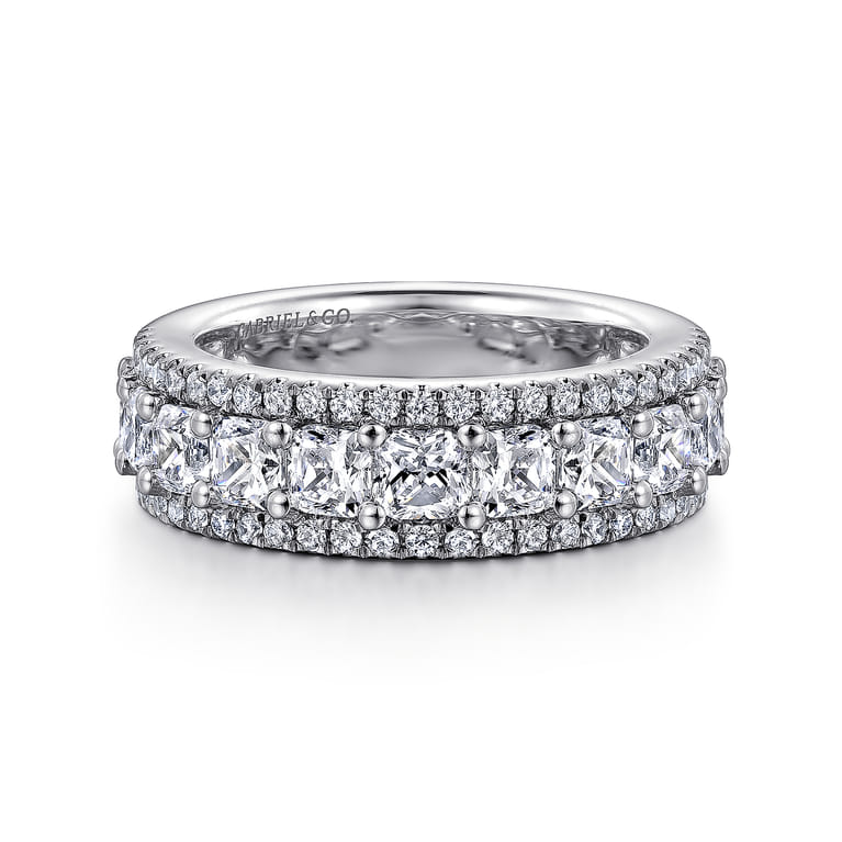 Fancy Wedding Ring in 14k White Gold with  Natural Diamond at Gabriel & Co. - Shot 1