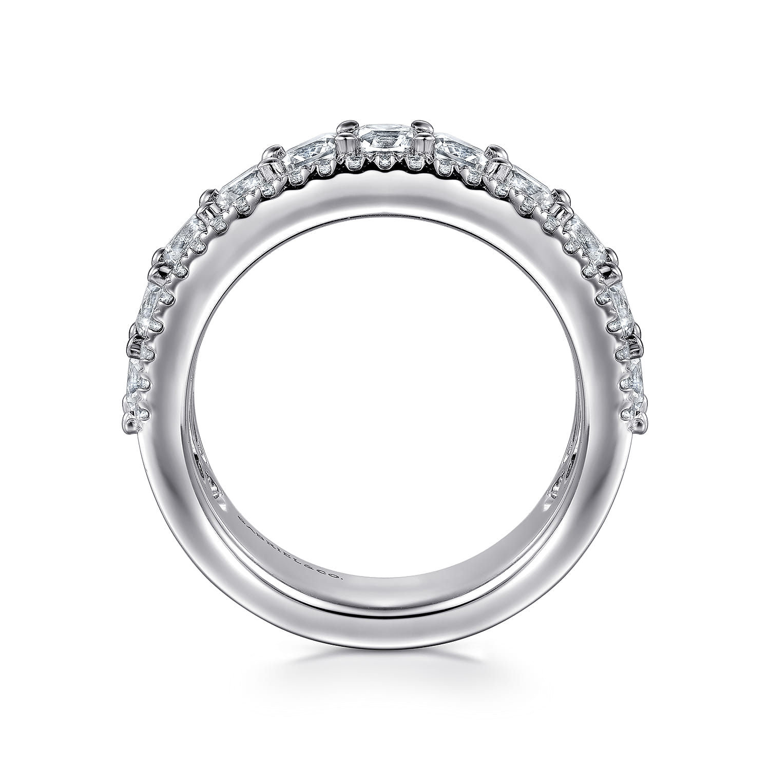 Fancy Wedding Ring in 14k White Gold with  Natural Diamond at Gabriel & Co. - Shot 2