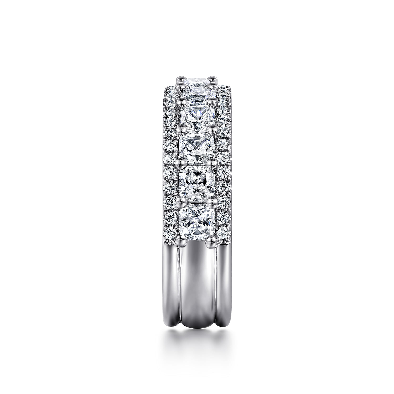 Fancy Wedding Ring in 14k White Gold with  Natural Diamond at Gabriel & Co. - Shot 4