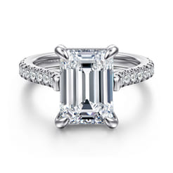 Shayanne - 14K White Gold Emerald Cut Diamond Engagement Ring