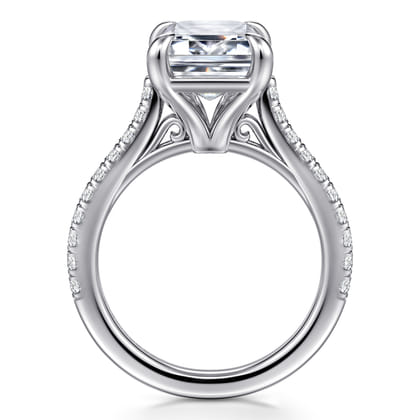 Shayanne - 14K White Gold Emerald Cut Diamond Engagement Ring