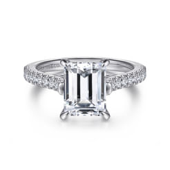 14K White Gold Emerald Cut Diamond Engagement Ring