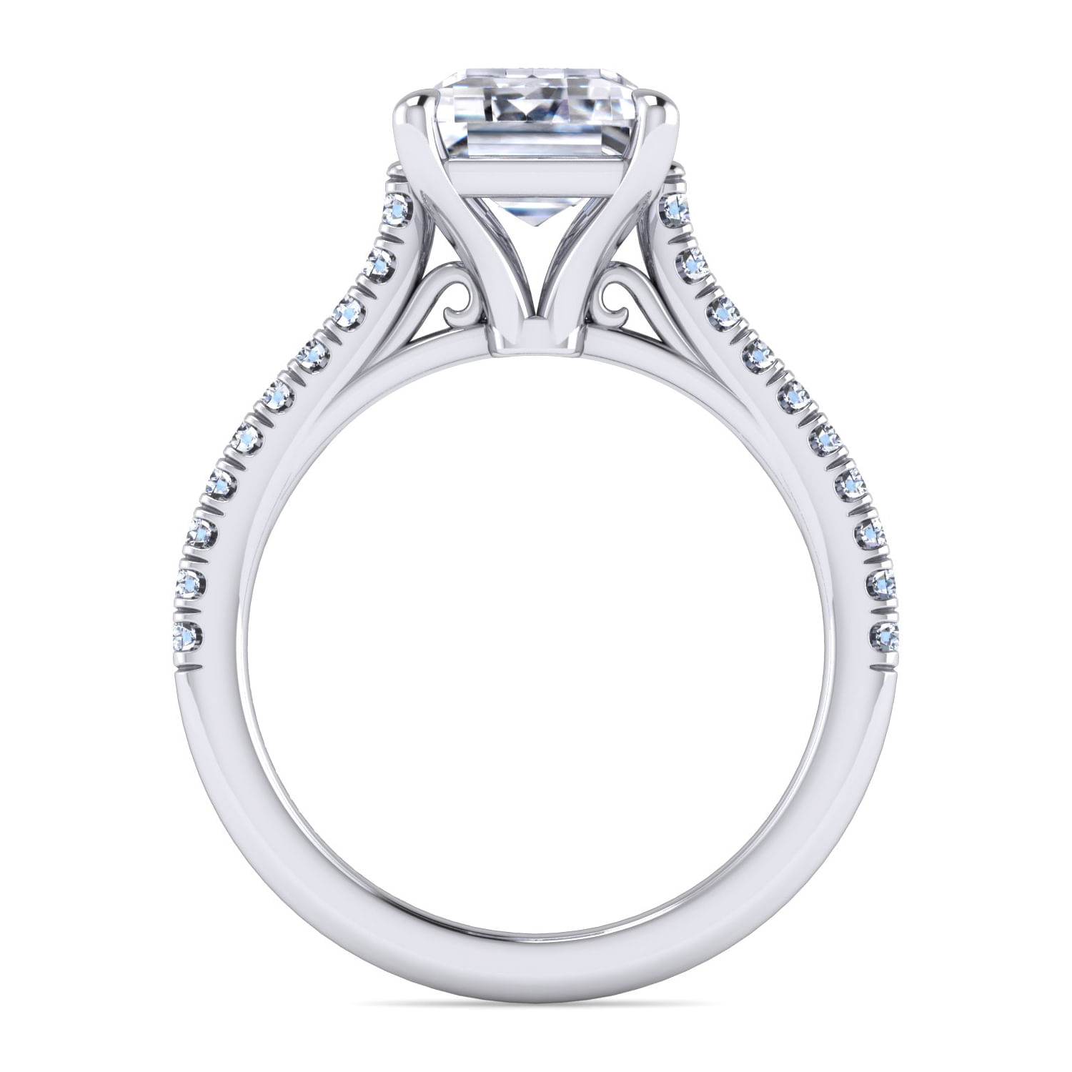Shayanne - 14K White Gold Emerald Cut Diamond Engagement Ring