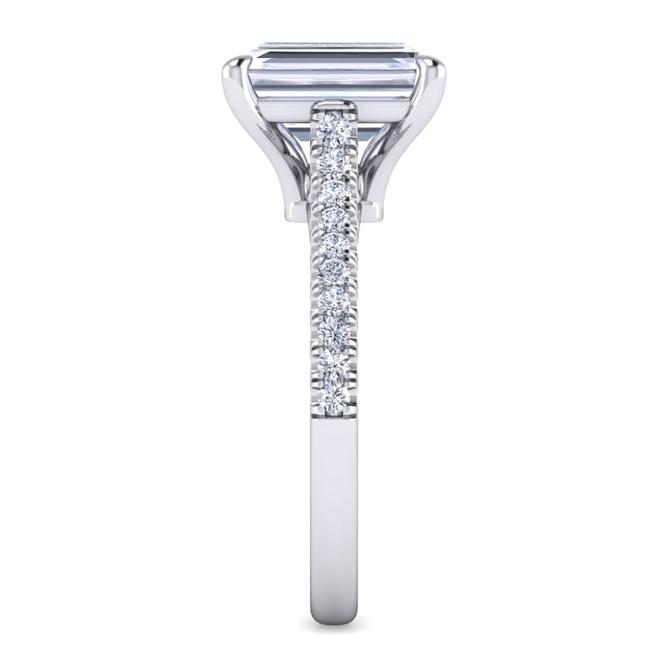 Shayanne - 14K White Gold Emerald Cut Diamond Engagement Ring