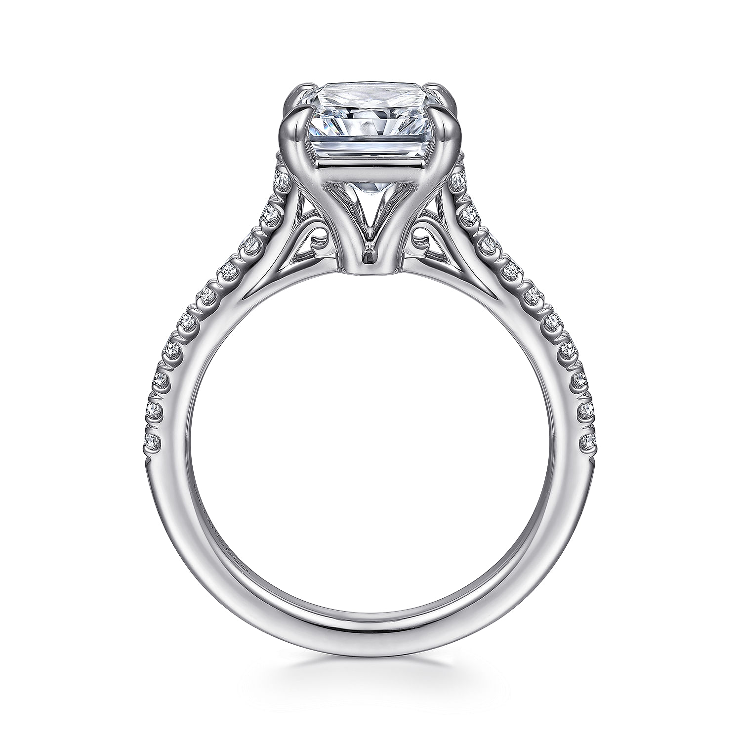 Shayanne - 14K White Gold Rectangular Radiant Cut Diamond Engagement Ring