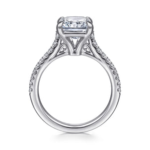 Shayanne - 14K White Gold Rectangular Radiant Cut Diamond Engagement Ring