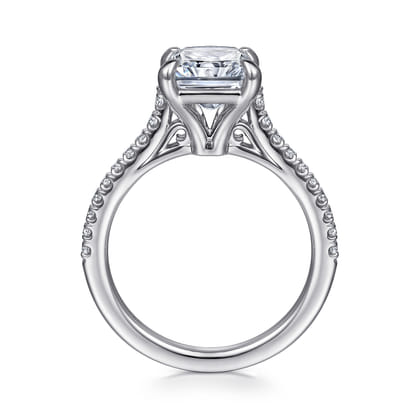 Shayanne - 14K White Gold Rectangular Radiant Cut Diamond Engagement Ring