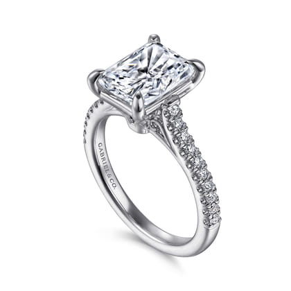 Shayanne - 14K White Gold Rectangular Radiant Cut Diamond Engagement Ring