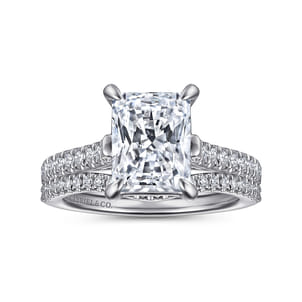 Shayanne - 14K White Gold Rectangular Radiant Cut Diamond Engagement Ring