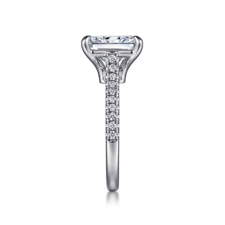 Shayanne - 14K White Gold Rectangular Radiant Cut Diamond Engagement Ring