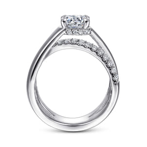 Shayla - 14K White Gold Round Criss Cross Shank Diamond Engagement Ring