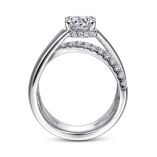 Shayla - 14K White Gold Round Criss Cross Shank Diamond Engagement Ring - 0.55 ct - Shot 2