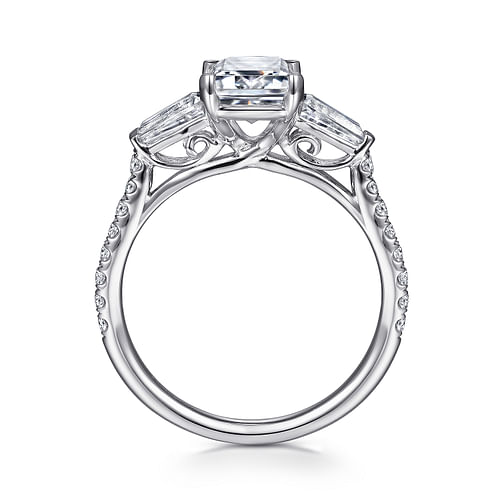 Sheryl - 14K White Gold Emerald Cut Three Stone Diamond Channel Set Engagement Ring - 0.55 ct - Shot 2
