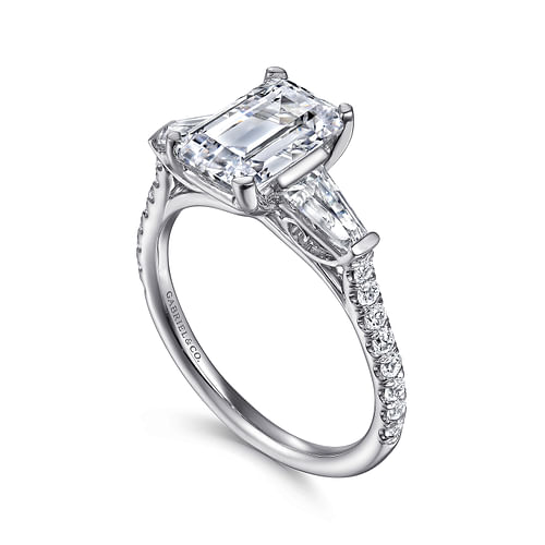 Sheryl - 14K White Gold Emerald Cut Three Stone Diamond Channel Set Engagement Ring - 0.55 ct - Shot 3