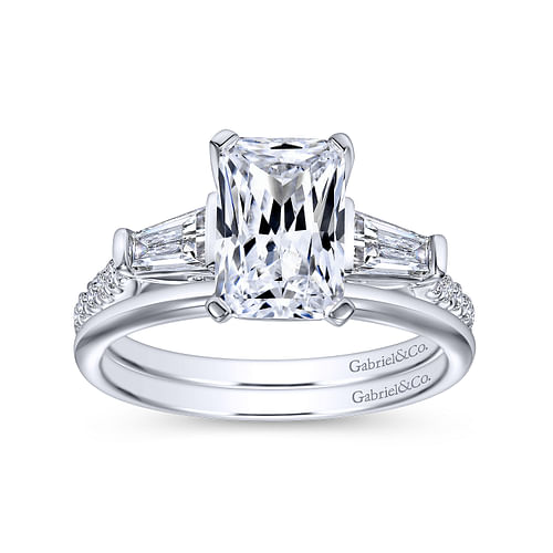 Sheryl - 14K White Gold Emerald Cut Three Stone Diamond Channel Set Engagement Ring - 0.55 ct - Shot 4
