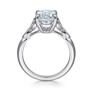 Shira - 14K White Gold Split Shank Oval Aquamarine and Diamond Engagement Ring