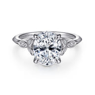 Shira - 14K White Gold Split Shank Oval Diamond Engagement Ring