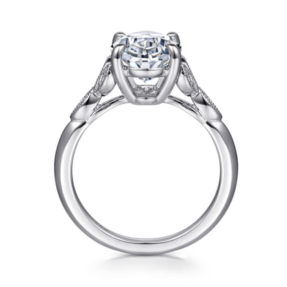 Shira - 14K White Gold Split Shank Oval Diamond Engagement Ring