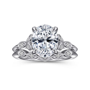 Shira - 14K White Gold Split Shank Oval Diamond Engagement Ring