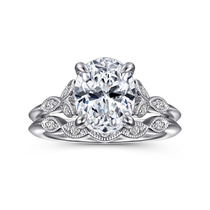 Shira - 14K White Gold Split Shank Oval Diamond Engagement Ring