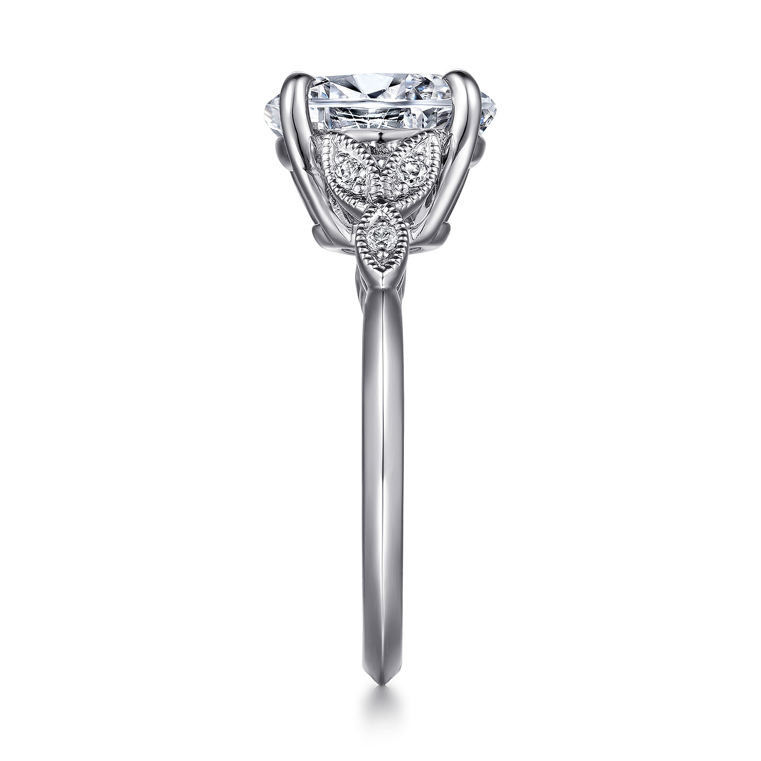 Shira - 14K White Gold Split Shank Oval Diamond Engagement Ring