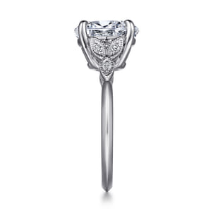 Shira - 14K White Gold Split Shank Oval Diamond Engagement Ring