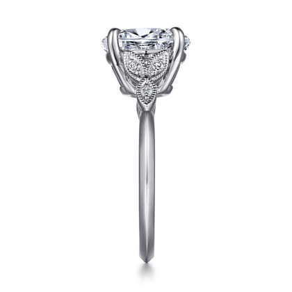 Shira - 14K White Gold Split Shank Oval Diamond Engagement Ring