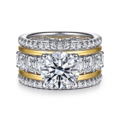 14K White-Yellow Gold Round Diamond Engagement Ring