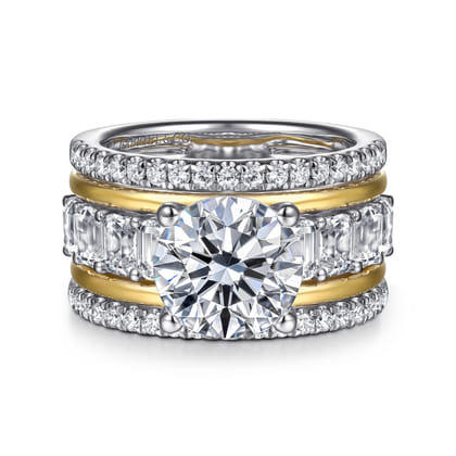 Shirah - 14K White-Yellow Gold Round Diamond Engagement Ring