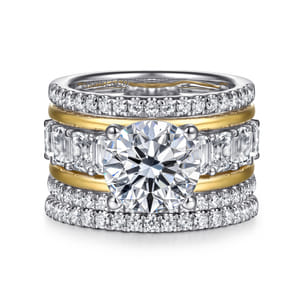 Shirah - 14K White-Yellow Gold Round Diamond Engagement Ring
