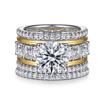 Shirah - 14K White-Yellow Gold Round Diamond Engagement Ring